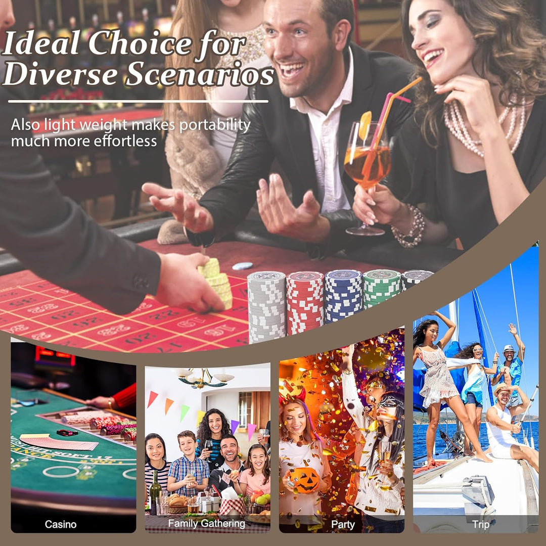 HOMASIS Pokerset mit 300 Chips, Alu Pokerkoffer mit 2 Kartendecks, 5 Würfeln, 1 Dealer Button, Poker