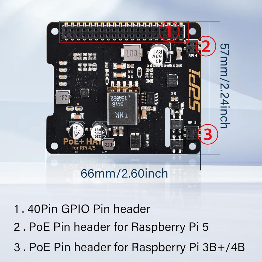 GeeekPi P30 PoE+ HAT für Raspberry Pi 5/4B/3B+, mit offiziellem aktiven Kühler für Raspberry Pi 5 2G