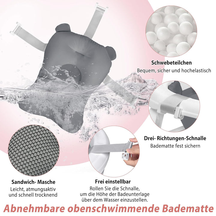Faltbare Babywanne mit Ablauflöchern Geeignet für Kleinkinder bis 8 Jahre, Hitzebeständige, Rutschfe