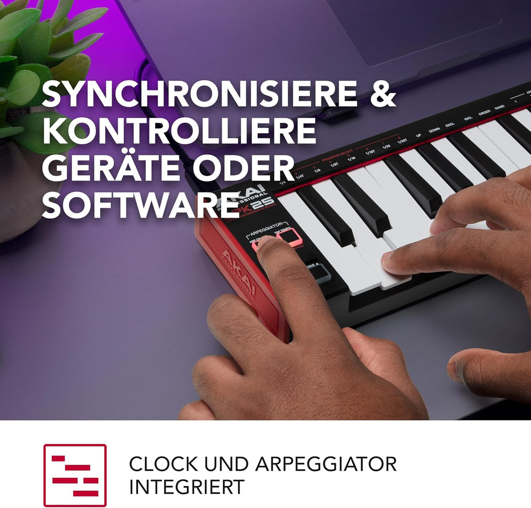 AKAI Professional LPK25 - USB MIDI Keyboard Controller mit 25 responsiven Synth-Tasten für Mac und P