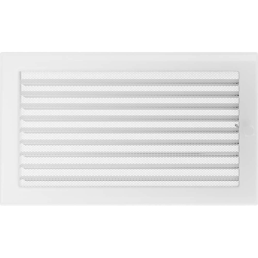 KRATKI Lüftungsgitter Warmluftgitter 22 x 37 cm weiss mit Jalousie | für Kaminbelüftung, mit Jalousi