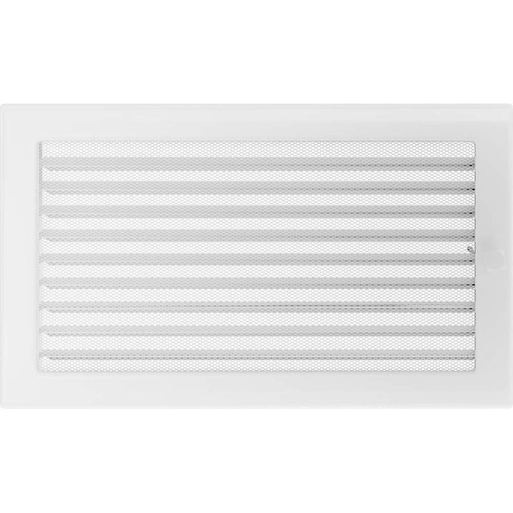 KRATKI Lüftungsgitter Warmluftgitter 22 x 37 cm weiss mit Jalousie | für Kaminbelüftung, mit Jalousi