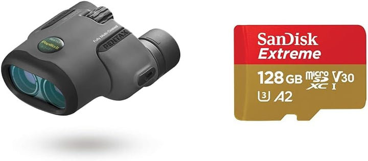 PENTAX Papilio II 8.5x21 Kompaktes Fernglas BAK4-Prisma & SanDisk Extreme microSDXC UHS-I Speicherka