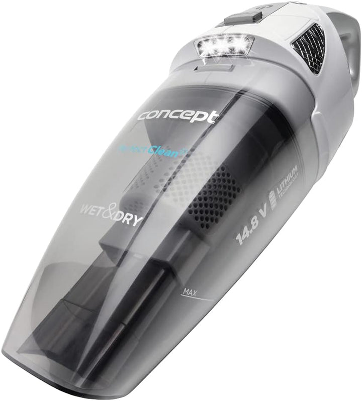 CONCEPT Hausgeräte, Concept Handstaubsauger VP4370 Perfect CLEAN 14,8 V Wet and Dry, Weiss, 0.45 lit