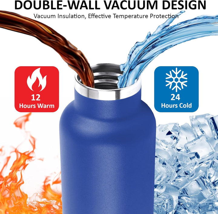 Trinkflasche Edelstahl, Trinkflasche 1l, Doppelwandige Vakuumisolierte, Wasserflasche mit Strohhalm,
