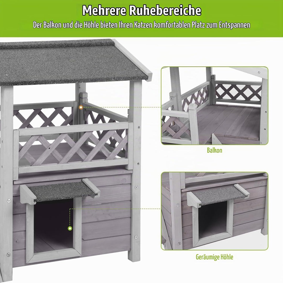 Seiyierr Outdoor＆Innenbereich Katzenhaus wetterfest draussen Im Freien verwilderte Katze Haus Zwei S