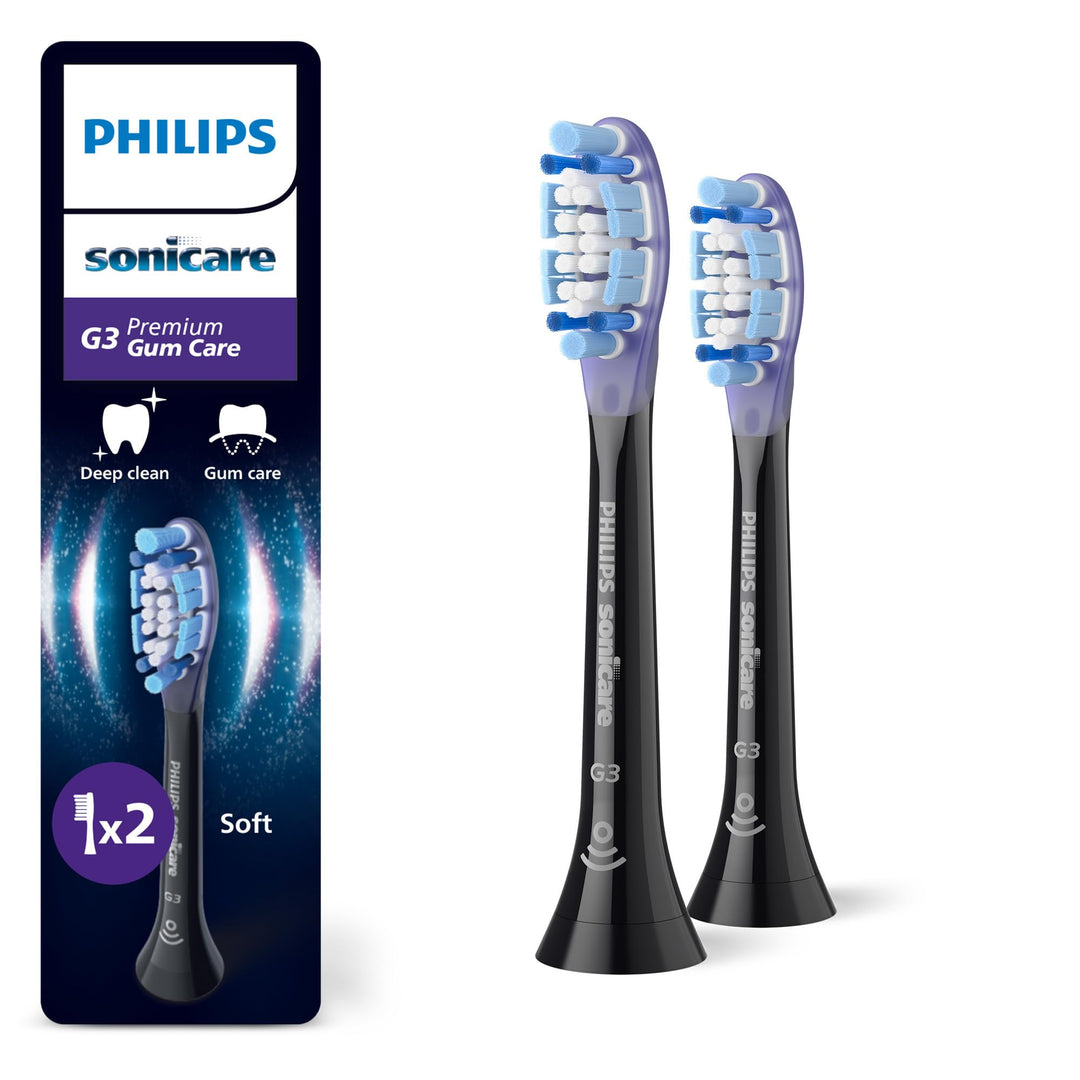 Philips Sonicare G3 Premium Gum Care, Original Ersatzbürstenkopf, Schwarz, 2er-Pack, HX9052/88 Neu 1