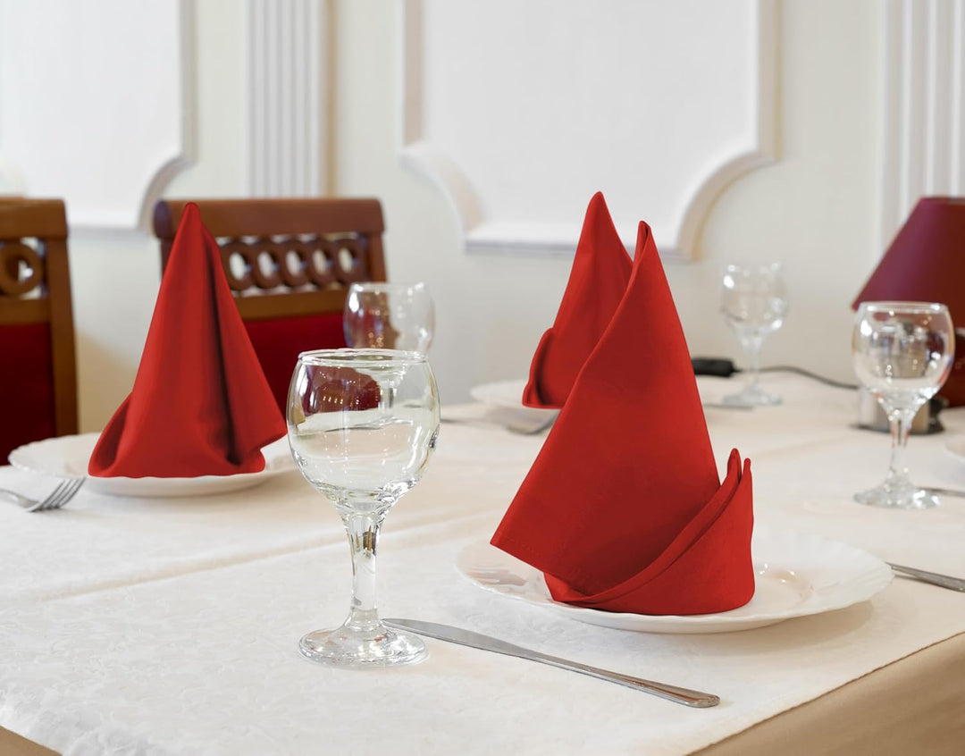 Utopia Kitchen Stoffservietten [12er Pack, Rot] 46x46 cm Waschbare Tischservietten für Hotel, Mittag