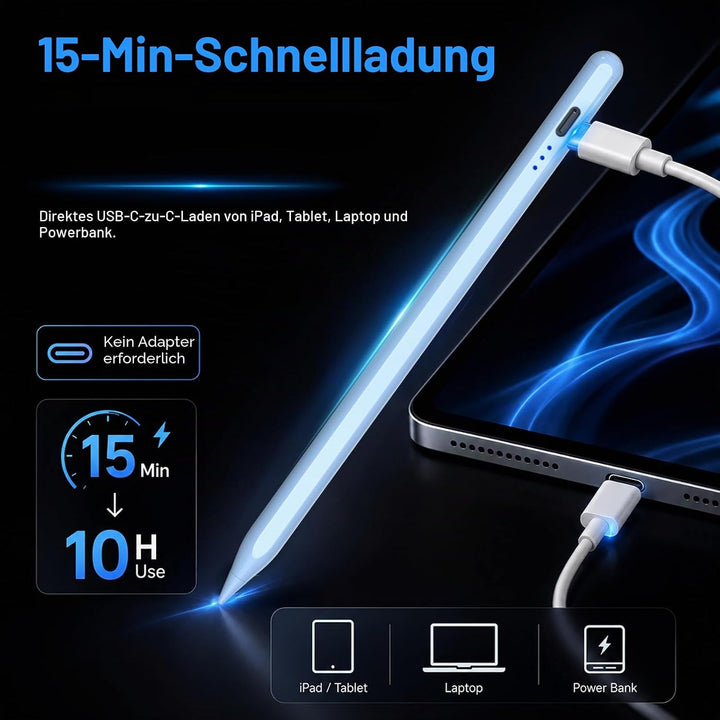 Stift für iPad 2018-2023, HATOKU Pencil für iPad mit Tilt Sensitivity & Palm Rejection, Magnetischer