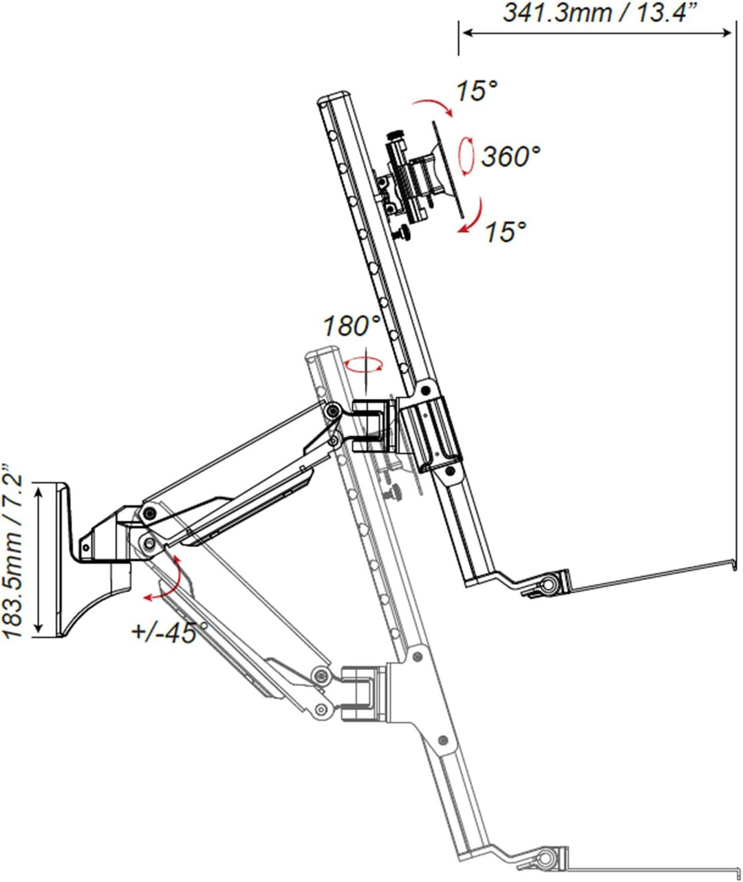 HFTEK 2-Fach Monitor Halterung Halter Wandhalterung für Bildschirme von 13-24 Zoll mit VESA75 / 100