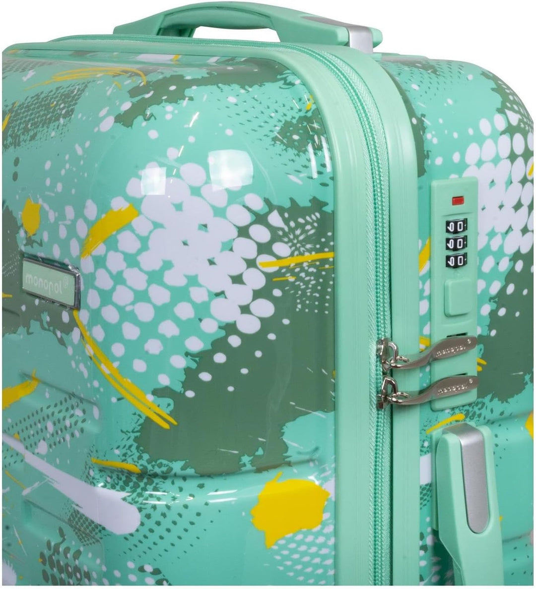 Hartschalen Koffer Trolley Cespara Handgepäck mit modernem Motiv Print - Farbe Grün - Gr. M