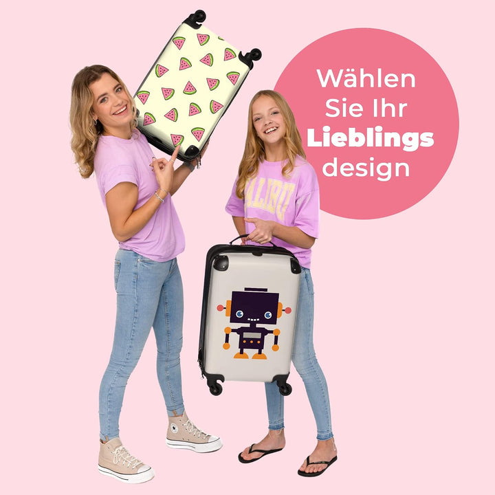NoBoringSuitcases.com® Kinderkoffer Mädchen - Reisekoffer Kinder, Kabinentrolley, Leichtgewicht, 4 R