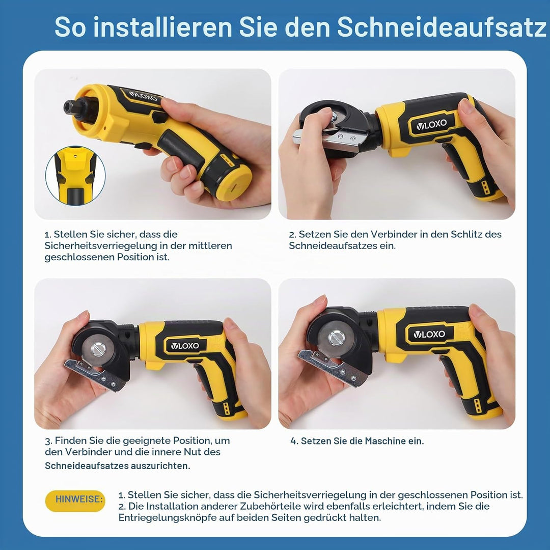 VLOXO 4 in 1 Akkuschrauber 7.0Nm 4V Kabelloser Schraubendreher mit LED-Licht inkl. Winkel-/Drehmomen