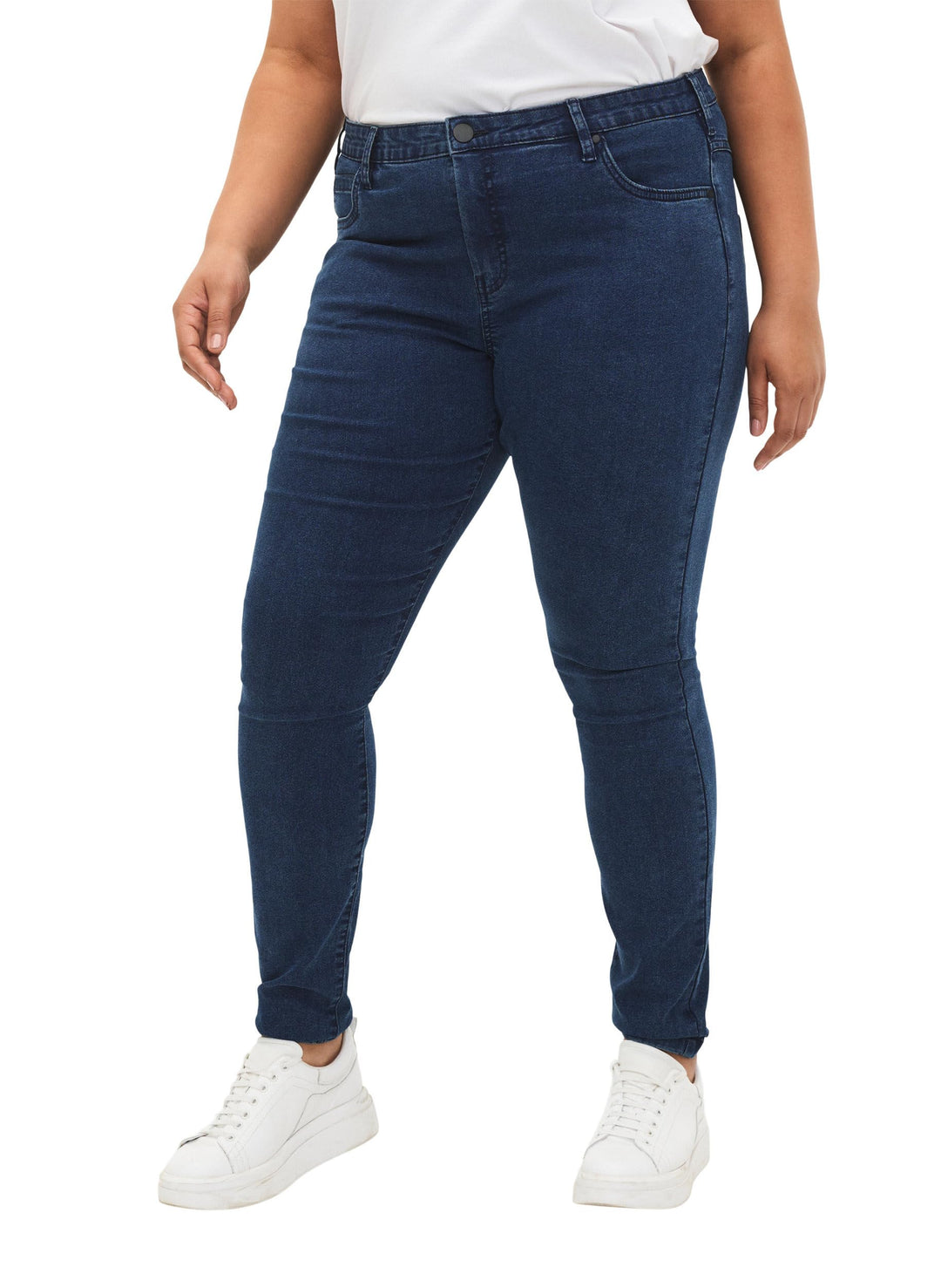 Zizzi Grosse Grössen Damen Super Slim Amy Jeans mit hoher Taille Gr 42-56 46W / 30L Dark Blue, 46W /