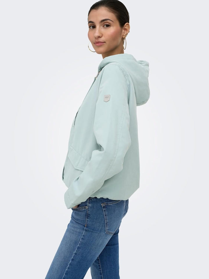 ONLY Damen Onlskylar Hood Spring Jacket Cc OTW Jacke, XL Gray Mist