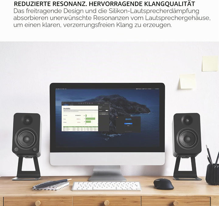 Kanto SE4 Elevated Desktop Speaker Stands for Midsize Speakers | Universal Compatibility | Supports