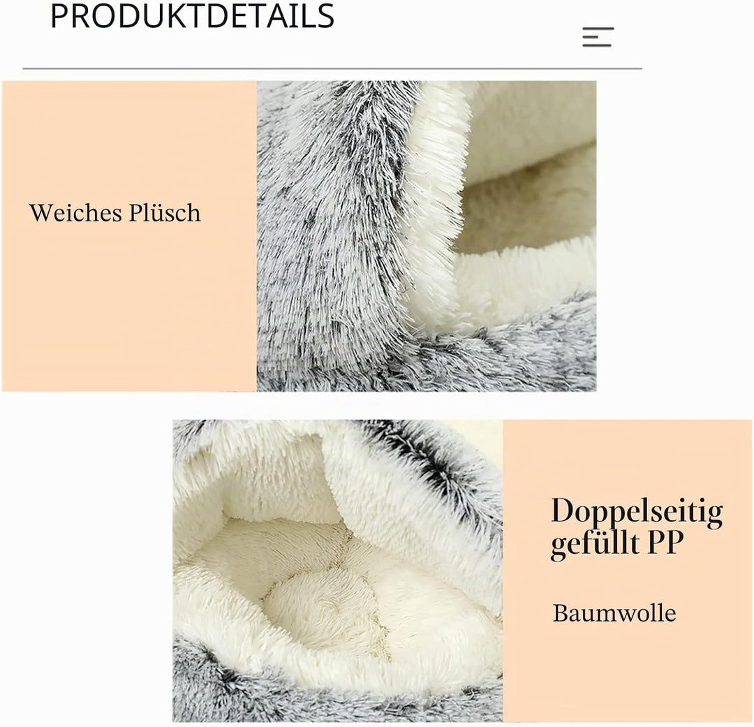 YUDANSI Katzenbett, 40cm Überdachtes Hundebett Katzenhöhlenbett Donut für Kätzchen welpen, Plüsch Ku