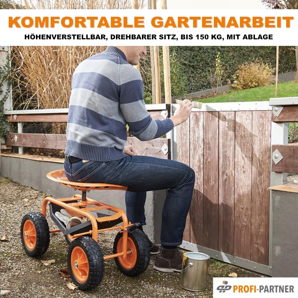 Rollbarer Arbeitssitz/Rollsitz für Gartenarbeit | fahrbarer Sitz, Werkstattwagen, Hocker mit Rollen,