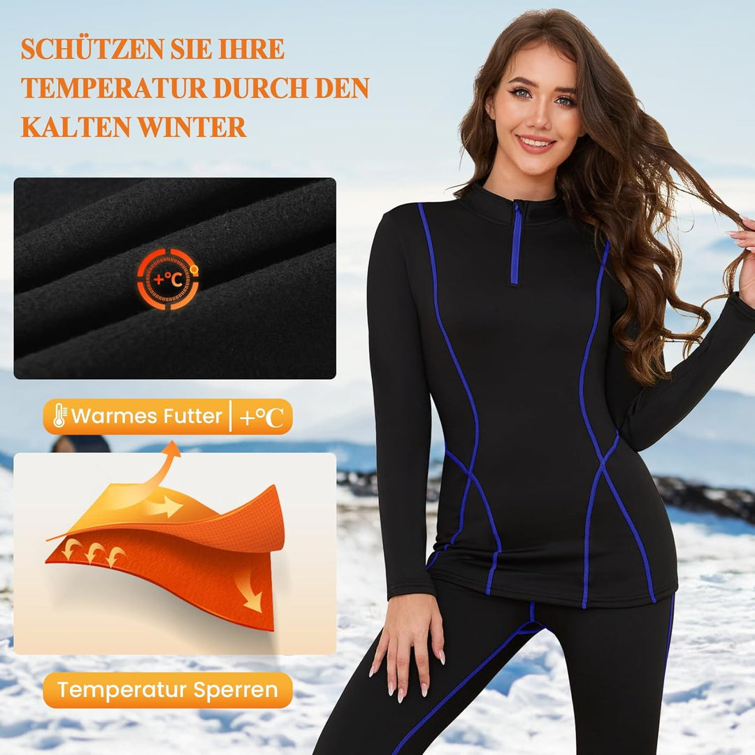 SIMIYA Thermounterwäsche Damen, Skiunterwäsche Funktionsunterwäsche Set Extra Warm und Atmungsaktiv