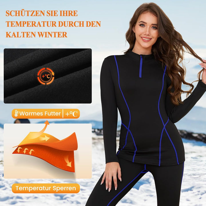 SIMIYA Thermounterwäsche Damen, Skiunterwäsche Funktionsunterwäsche Set Extra Warm und Atmungsaktiv