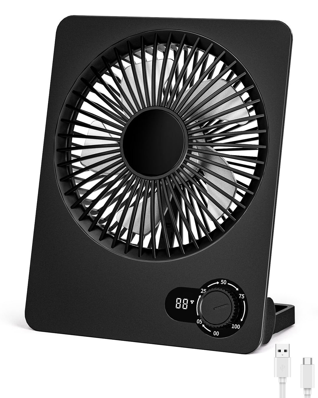 Klein Tischventilator,Leise Ventilator Akku 4000mAh 100 Geschwindigkeiten 180°Einstellbar Tragbarer