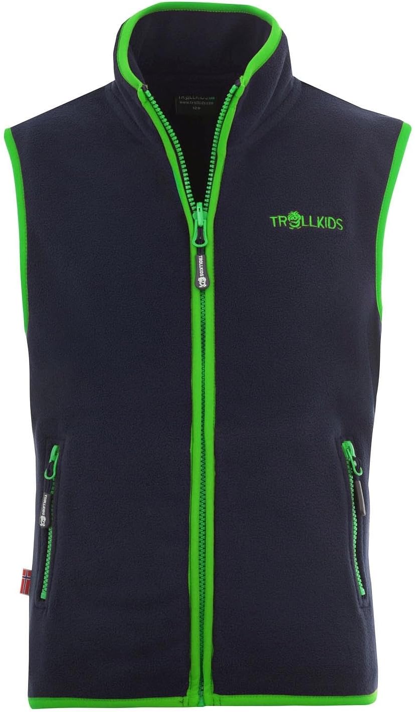 Trollkids Kinder Fleece-Weste Arendal 98 Marineblau / Vipergrün, 98 Marineblau / Vipergrün