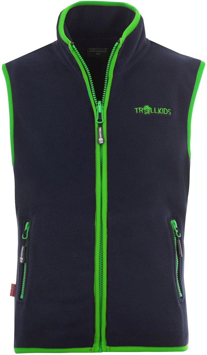 Trollkids Kinder Fleece-Weste Arendal 98 Marineblau / Vipergrün, 98 Marineblau / Vipergrün