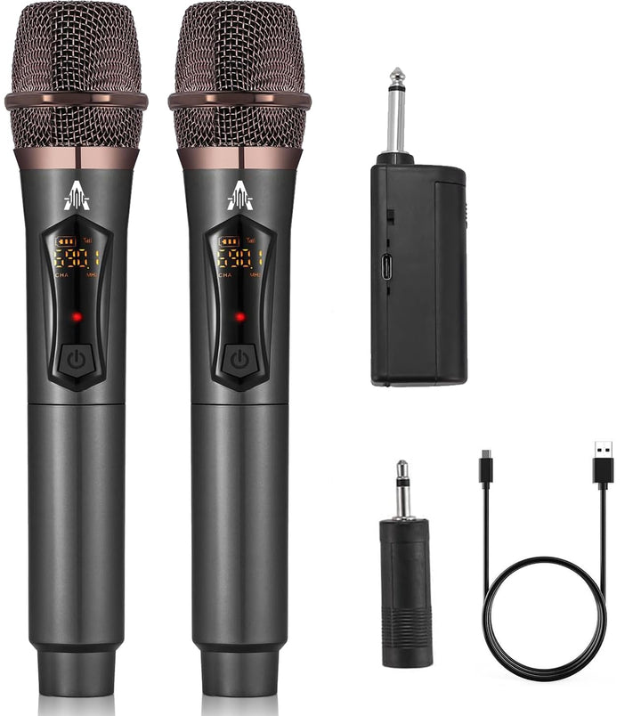 ALPOWL Wireless Mikrofon, Karaoke Mikrofon mit DC-DC Boost Umwandlungsmodul für stabile Spannungsnut