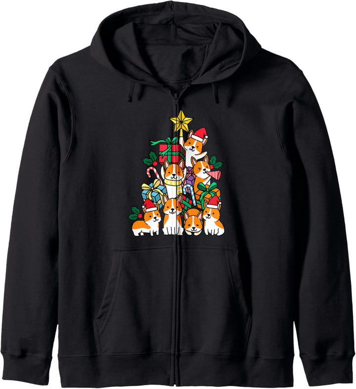 Weihnachtsbaum Corgi Hund Kapuzenjacke