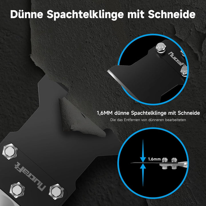 Nucraft Spachtelmeissel SET SDS-Plus 250x100 mm,Meissel inklusive Ersatzklinge und Schrauben,Bodensc
