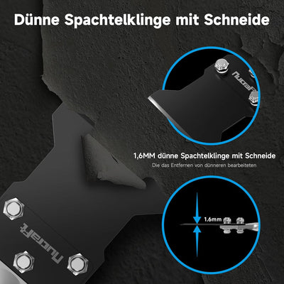 Nucraft Spachtelmeissel SET SDS-Plus 250x100 mm,Meissel inklusive Ersatzklinge und Schrauben,Bodensc