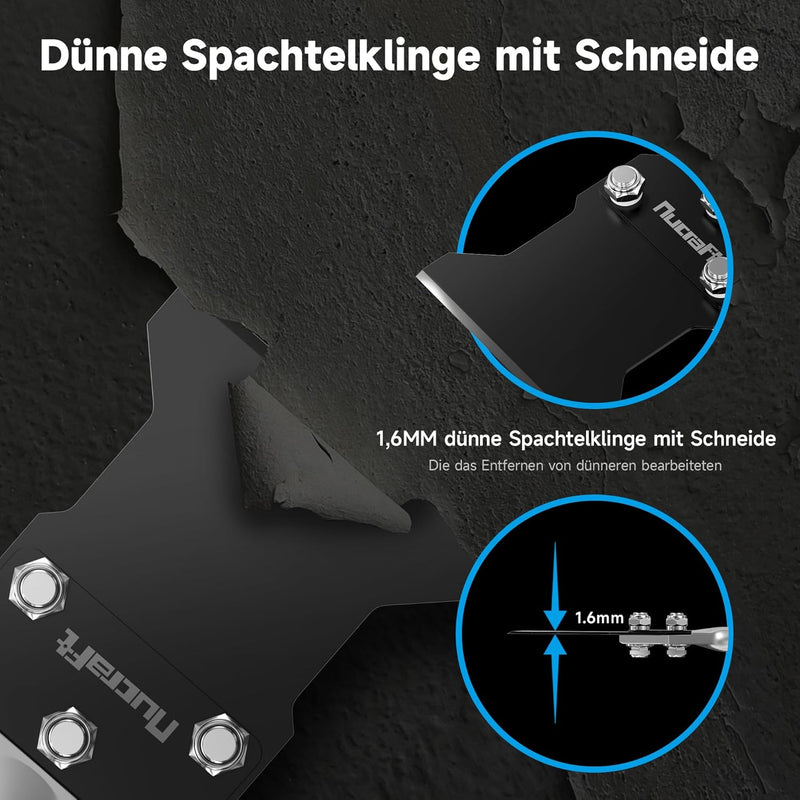 Nucraft Spachtelmeissel SET SDS-Plus 250x100 mm,Meissel inklusive Ersatzklinge und Schrauben,Bodensc