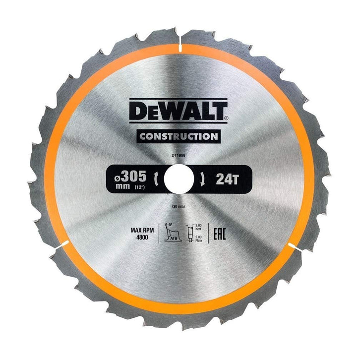 DeWalt Bau-Kreissägeblatt (für Stationärsägen/Kreissägenblatt, 305/30 mm 24WZ, für schnelle Schnitte
