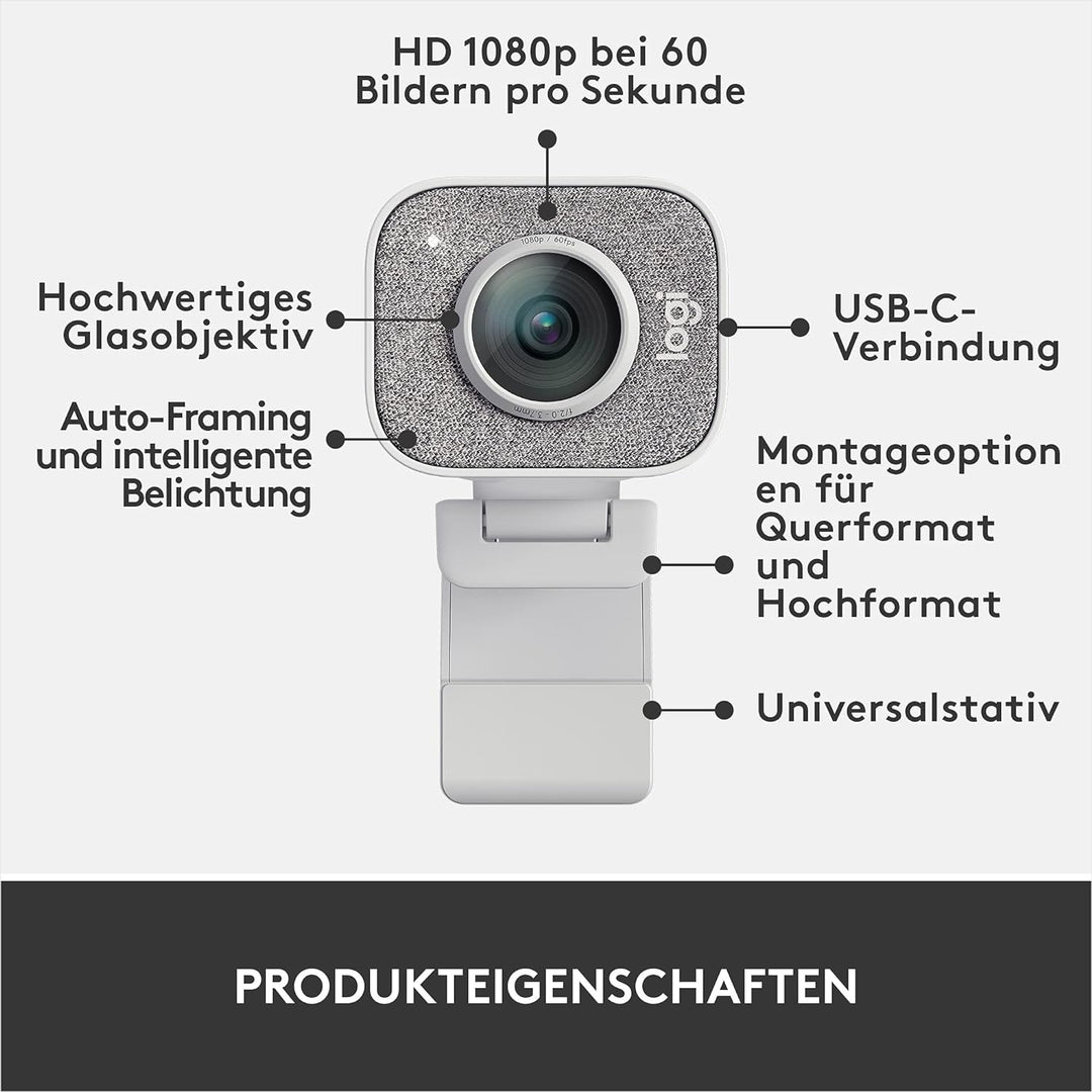 Logitech Streamcam Webcam für Live Streaming und Inhaltserstellung, Vertikales Video in Full HD 1080