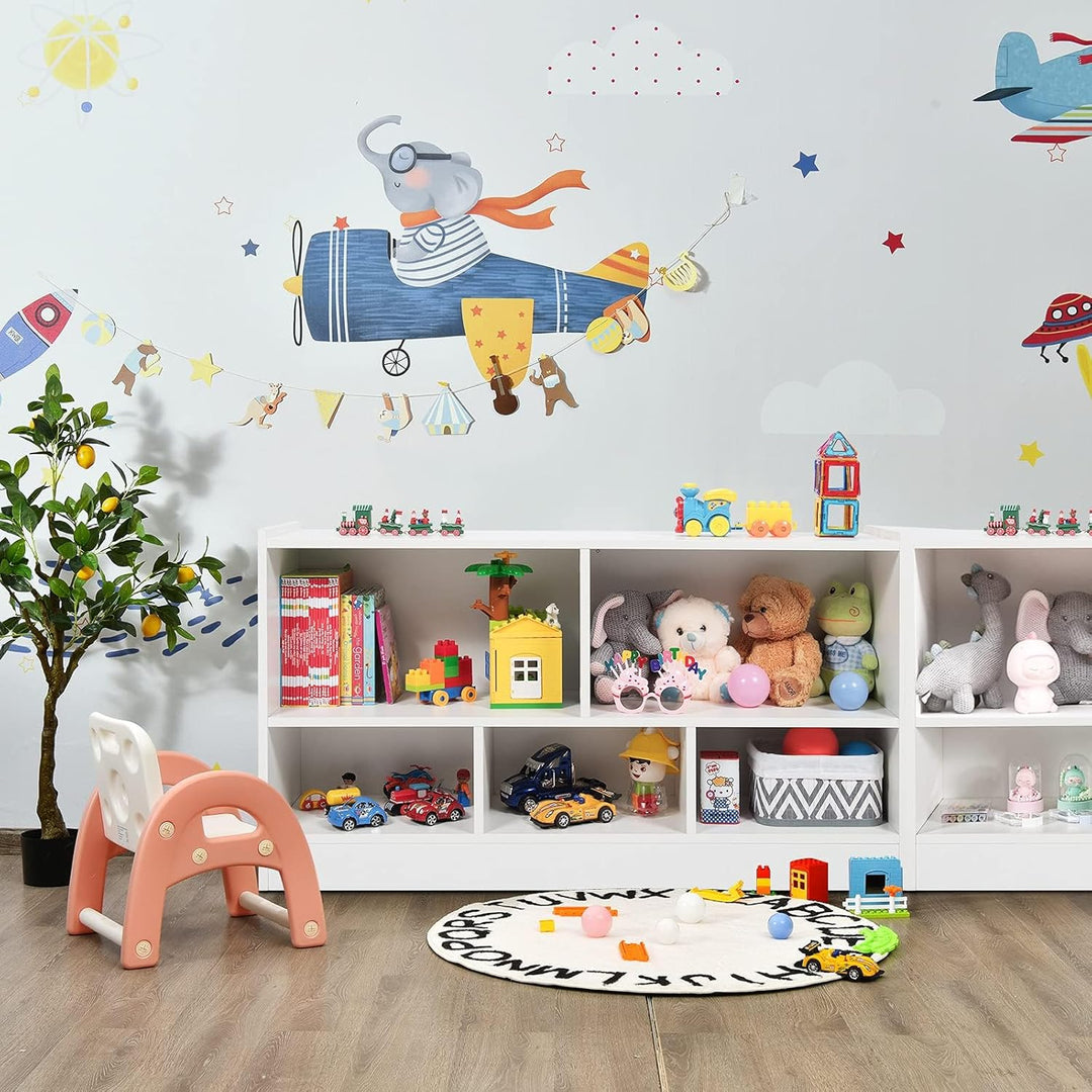 COSTWAY Kinder Spielzeugschrank Holz, Spielzeugregal mit 2 grossen Fächern und 3 kleinen Fächern, of