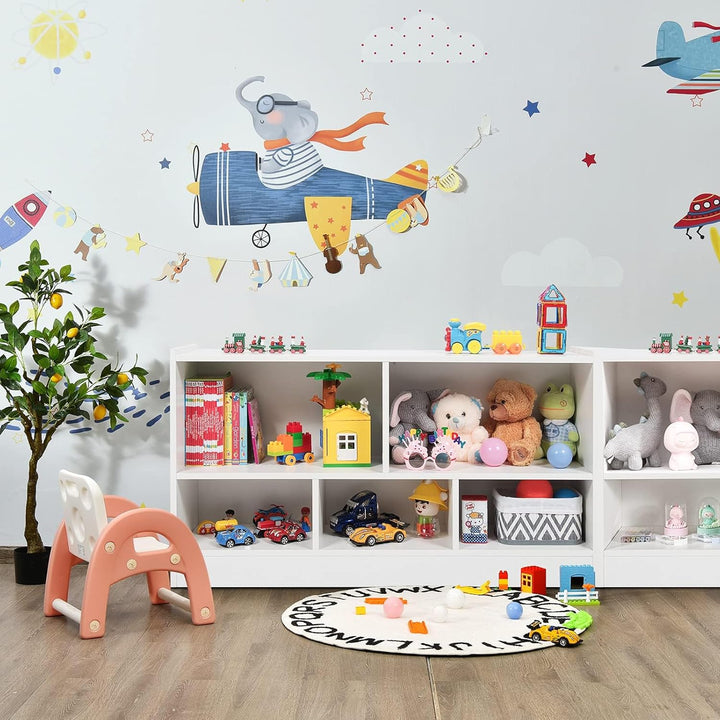 COSTWAY Kinder Spielzeugschrank Holz, Spielzeugregal mit 2 grossen Fächern und 3 kleinen Fächern, of