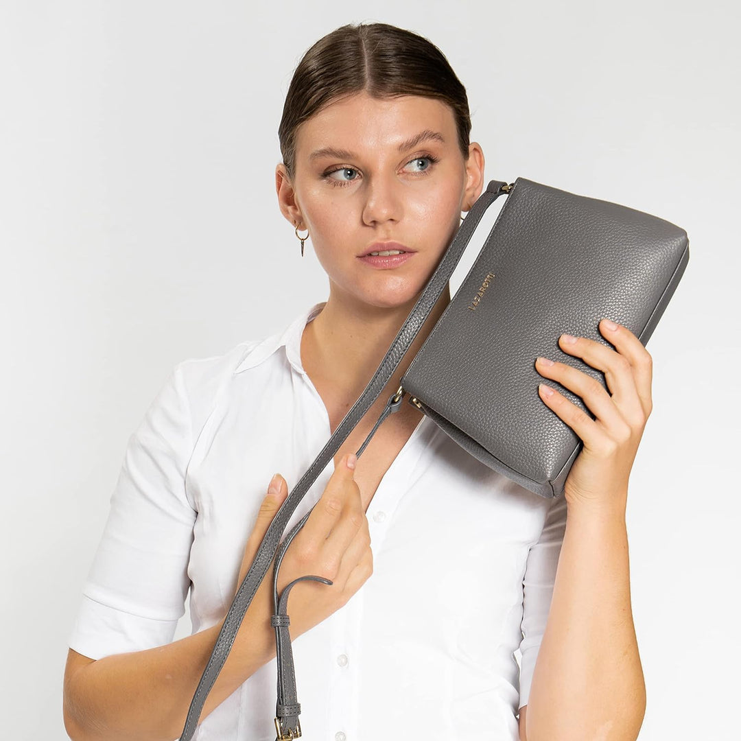 Lazarotti Bologna Leder Umhängetasche Damen | 3 Hauptfächer & längenverstellbarer Schulterriemen | m