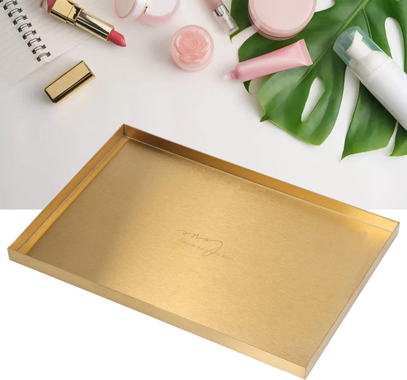 AMONIDA Deko Tablett, Gold Edelstahl Tablett Schlichtes Goldenes Tablett Im Europäischen Stil Für Wo