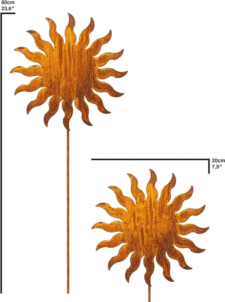 Blümelhuber Gartenstecker Rost Sonnen - Beetstecker Set aus 2 Figuren in Rostoptik als Gartendekorat