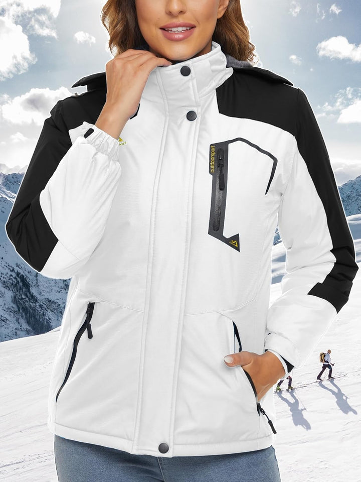 TACVASEN Damen Übergangsjacke Warm Winterjacke Gefüttert Wanderjacke Ski Jacket mit Wasserdichtem Re