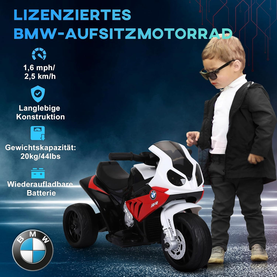 HOMCOM Elektro Kindermotorrad Kinderfahrzeug Elektro-Dreirad mit Akku Rot PP + Stahl 66 x 37 x 44 cm