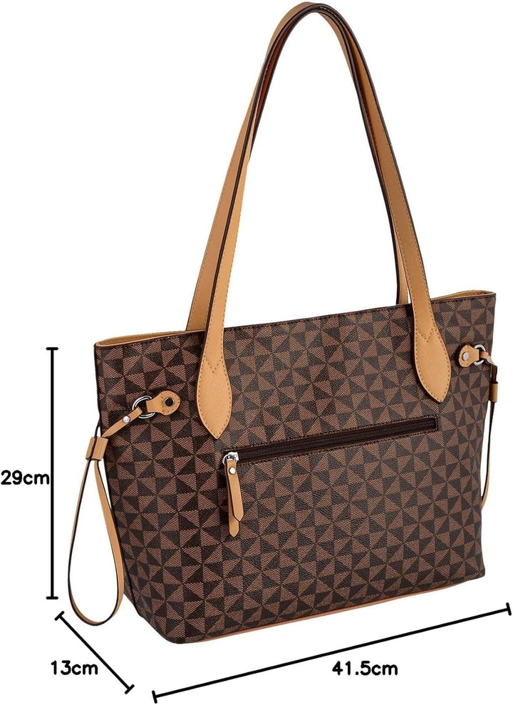 Gabor bags Barina Damen Shopper Umhängetasche Reissverschluss Mixed Brown, Mixed Brown