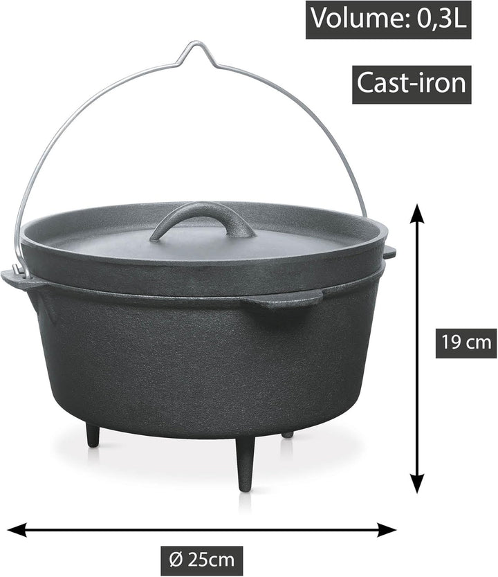 Barbecook Junko Gusseisen Kochtopf Dutch Oven zum Grillen und Schmoren ueber Feuer oder auf dem Gril