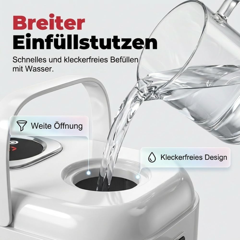 Dampfreiniger Handgerät mit Digitaldisplay, 1500W Handdampfreiniger, 1.7L Wassertank, 6 Dampfstufen,