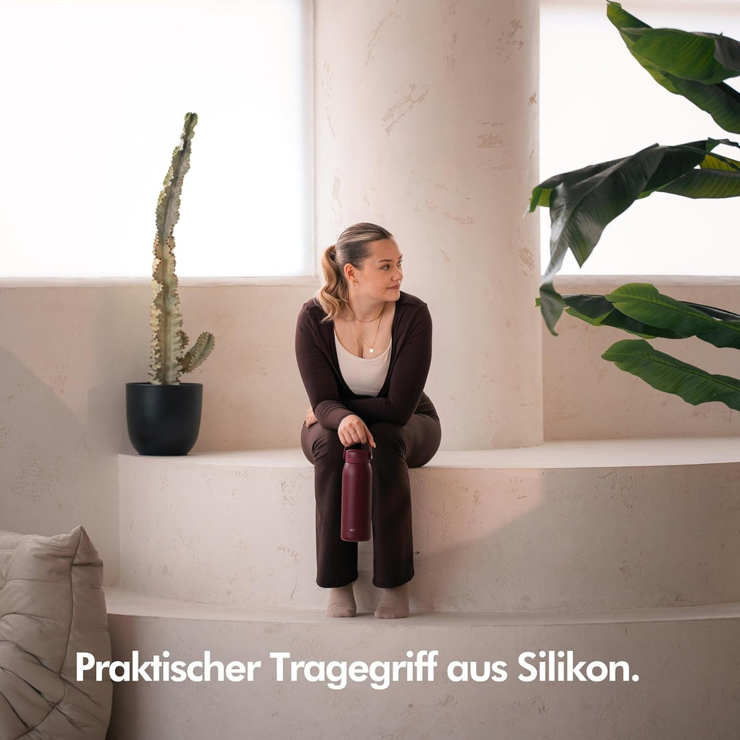 KIVY Edelstahl Trinkflasche mit Strohhalm 1l - 24h Kalt | 12h Heiss - Ausflaufsicher &amp; Spülmaschinen