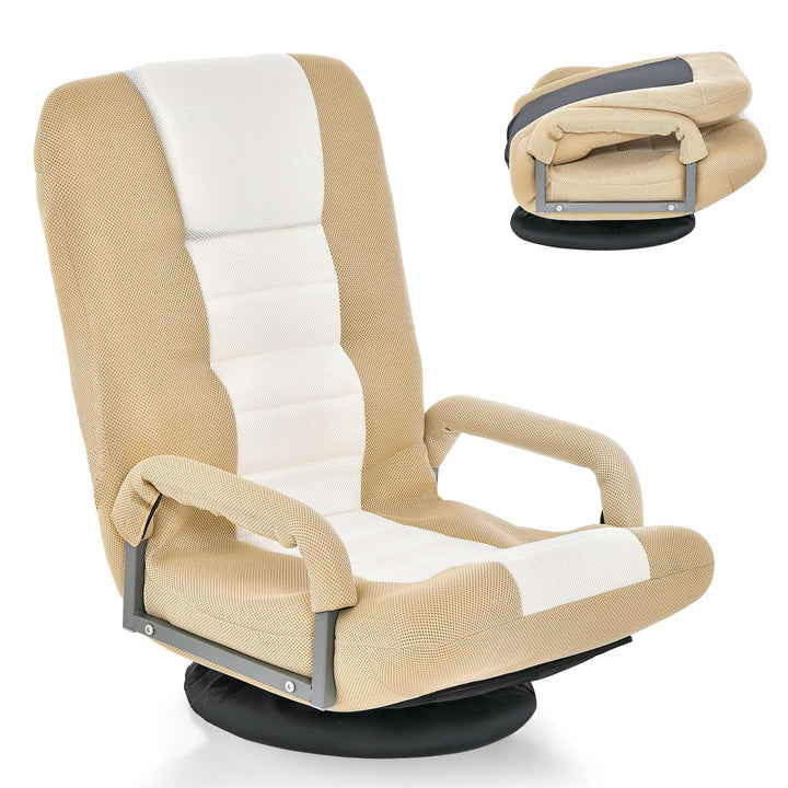 RELAX4LIFE Bodenstuhl Klappbar, Bodensessel mit 7-Fach Verstellbarer Rückenlehne &amp; 360° drehbarem So