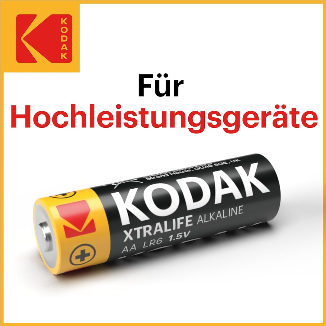KODAK AA Alkali Batterien 1,5V (40 Stück) Hochleistungsbatterien Bis Zu 145% längere Lebensdauer, 10