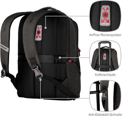 WENGER MX Professional Laptop-Rucksack, Notebook bis 16 Zoll, Tablet bis 10 Zoll, 21 l, Damen Herren