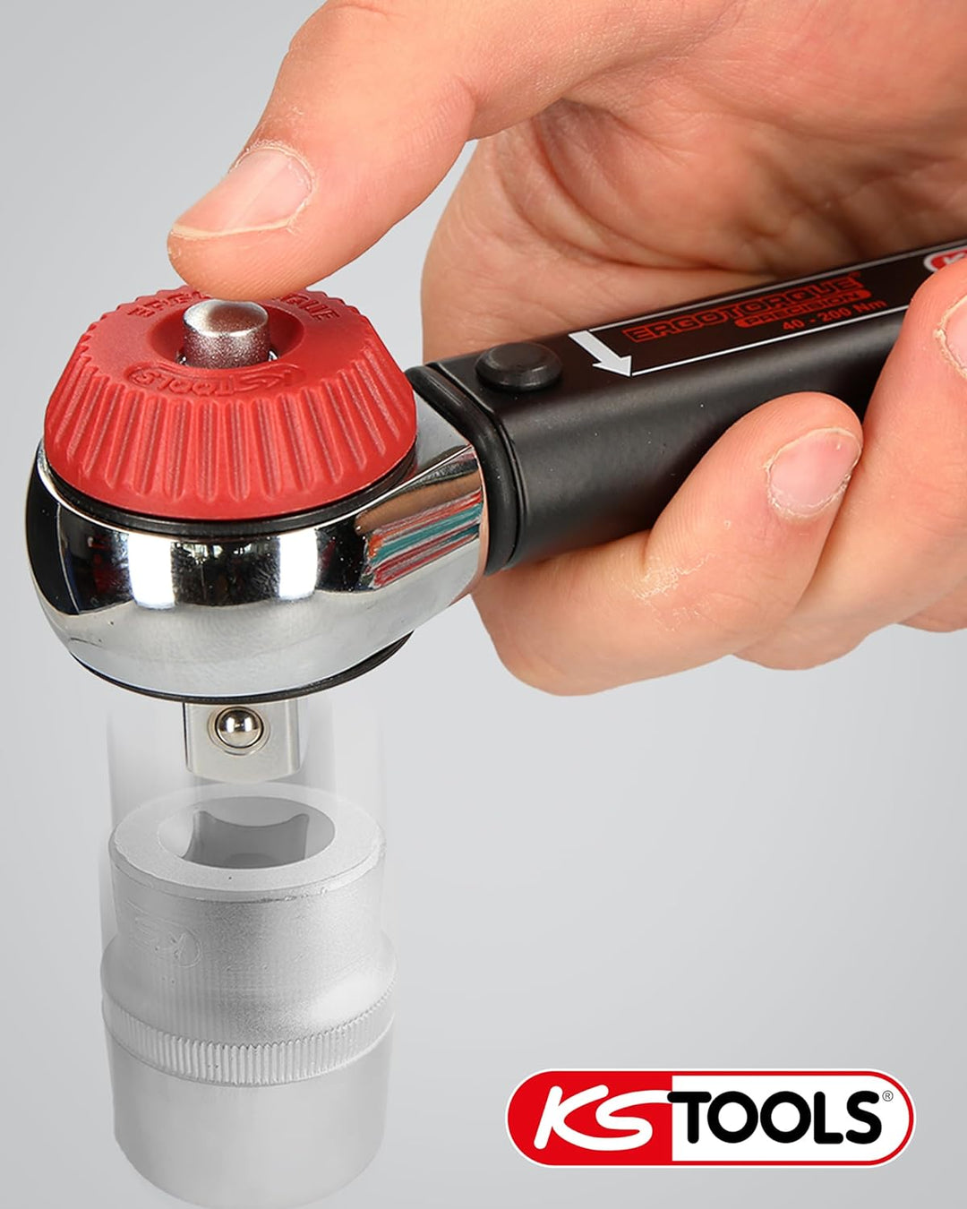 KS Tools Ratschen Drehmomentschlüssel 1/2 Zoll Drehknopf ERGOTORQUEprecision 516.1432 I 20-100 Nm I