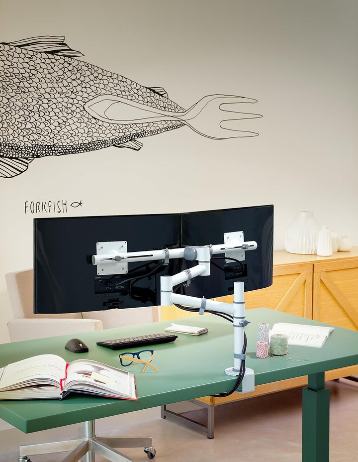 Dataflex Viewgo Monitorarm - Schreibtisch 132 Silber, Platzsparender ergonomischer Monitorständer fü